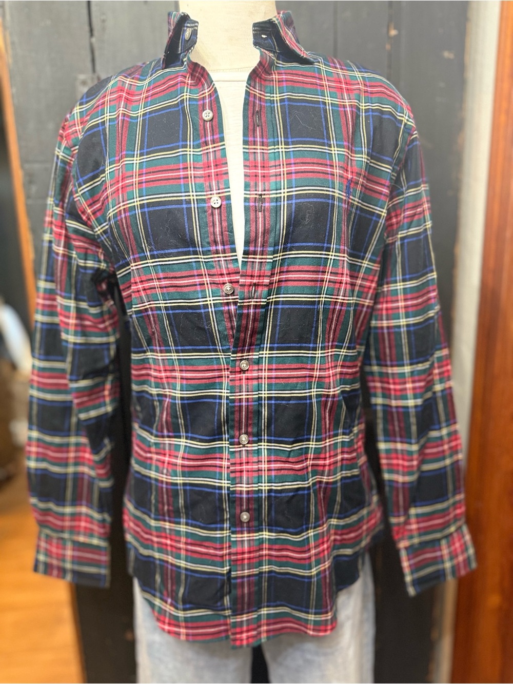 Polo Ralph Lauren Slim Fit Men’s M Tartan Plaid Button Down Shirt Holiday Green